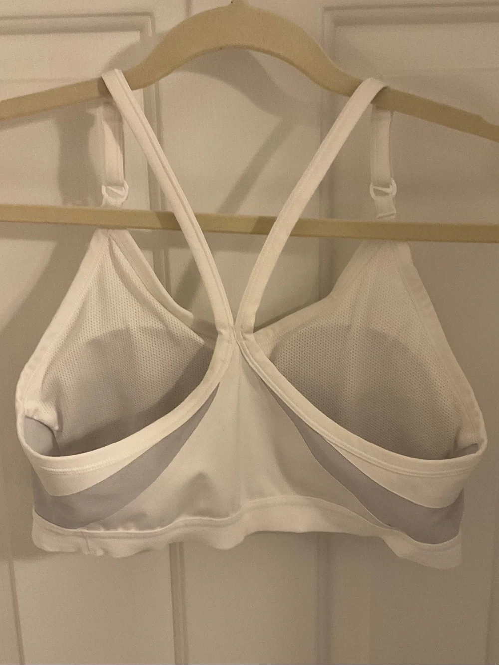 Nike White Crossback Sports Bra with Reflective Detail